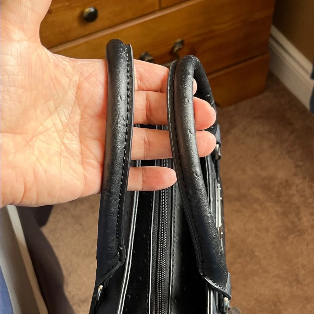 GUESS Black Textured Satchel with Front Zip Pocket - Picture 9 of 14